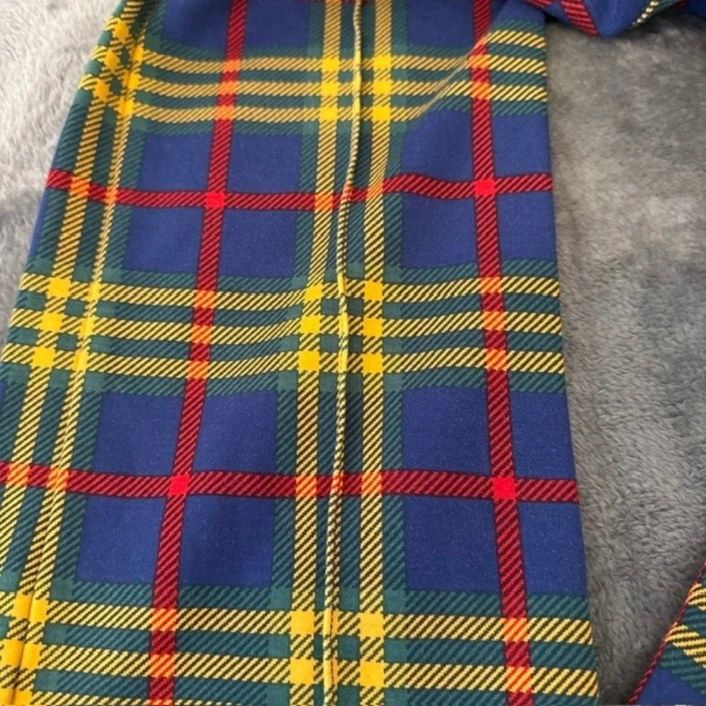 J.McLaughlin Masie Pant Trousers Plaid Blue Yellow Red Stretch Pull On XS
